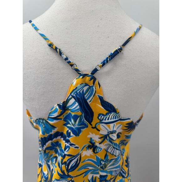 J. Crew Women's Size 2 Blue & Yellow Floral Cami Tank Sleeveless Spaghetti Strap - Picture 5 of 10